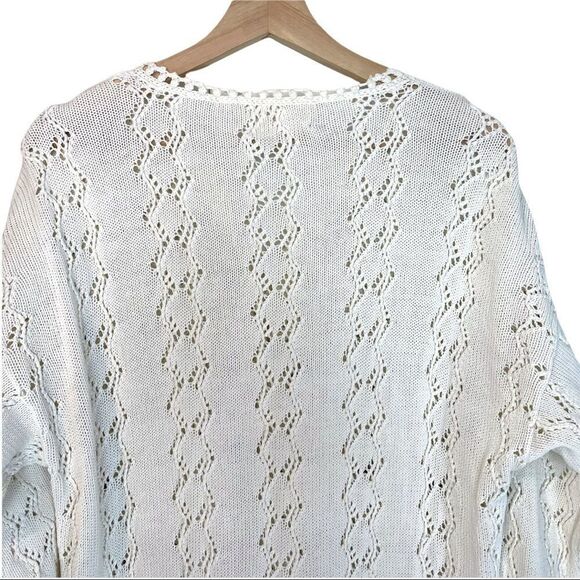 Vintage Northern Traditions Pointelle Knit Floral Embroidered Cardigan - Picture 6 of 11